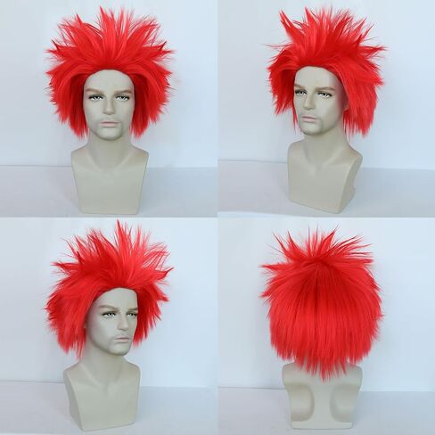 Anogol Hair Cap+ White Crazy Wig, Unique Spiky And Funny Wig, Crazy Hair Wig, Funky Fuzzy Wig, Pelucas Para Payasos, Short White Wig For Anime Cosplay Wig Halloween Costume Party Wig in Saudi Arabia