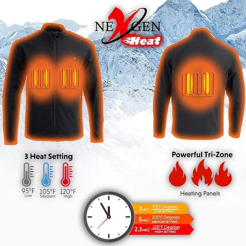 سترة Nexgen Heat MPM1762SET للرجال ذات الغلاف الناعم - سترة سوداء بياقة واقفة للشتاء مع حزمة بطارية in Kuwait