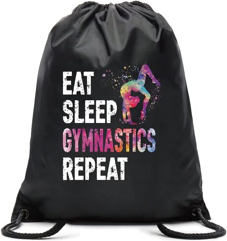 Pishovi Eat Sleep Gymnastics Repeat Drawstring Waterproof Backpack, Gymnastics Sports Bag for Man Women, Gymnastics Player Gifts, Gymnastics Gift for Gymnastics Lover, Gymnastics Lover Gift Idea, in Saudi Arabia