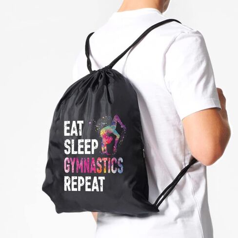 Pishovi Eat Sleep Gymnastics Repeat Drawstring Waterproof Backpack, Gymnastics Sports Bag for Man Women, Gymnastics Player Gifts, Gymnastics Gift for Gymnastics Lover, Gymnastics Lover Gift Idea, in Saudi Arabia
