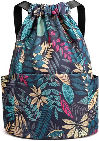 ZIXINZIYI Gym Drawstring Backpack,Women's Drawstring Bag,Sports Drawstring Backpack,Large Wet and Dry Separation Backpack(Various Leaves) in Kuwait