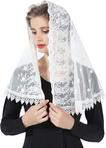 حجاب دانتيل جميل للكنيسة الكاثوليكية الكاتدرائية مصلى Mantilla 1st غطاء رأس بالتواصل اللاتينية قداس عيد الفصح in Saudi Arabia