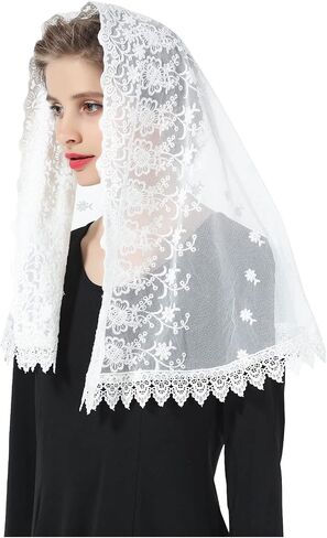 حجاب دانتيل جميل للكنيسة الكاثوليكية الكاتدرائية مصلى Mantilla 1st غطاء رأس بالتواصل اللاتينية قداس عيد الفصح in Saudi Arabia