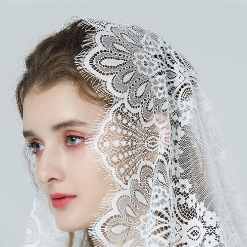حجاب دانتيل جميل للكنيسة الكاثوليكية الكاتدرائية مصلى Mantilla 1st غطاء رأس بالتواصل اللاتينية قداس عيد الفصح in Saudi Arabia