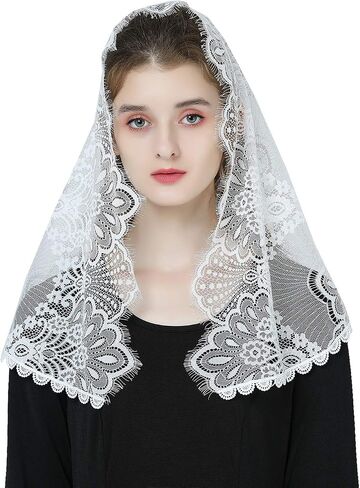 حجاب دانتيل جميل للكنيسة الكاثوليكية الكاتدرائية مصلى Mantilla 1st غطاء رأس بالتواصل اللاتينية قداس عيد الفصح in Saudi Arabia