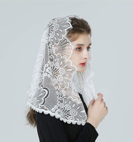 حجاب دانتيل جميل للكنيسة الكاثوليكية الكاتدرائية مصلى Mantilla 1st غطاء رأس بالتواصل اللاتينية قداس عيد الفصح in Saudi Arabia