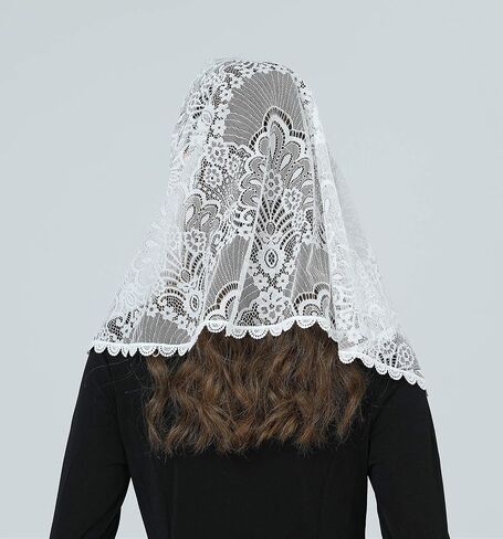حجاب دانتيل جميل للكنيسة الكاثوليكية الكاتدرائية مصلى Mantilla 1st غطاء رأس بالتواصل اللاتينية قداس عيد الفصح in Saudi Arabia