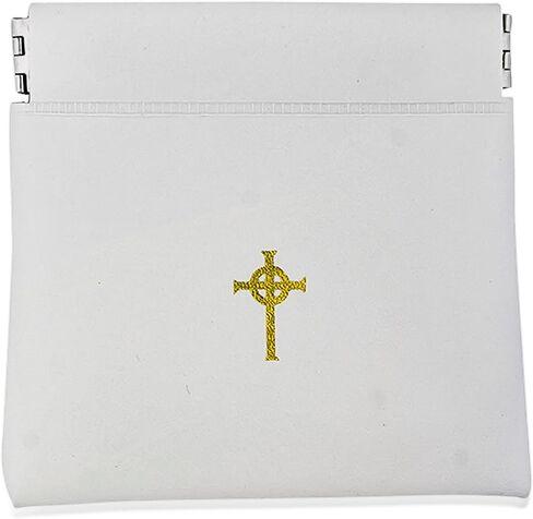 Coin Purse Style Rosary Pouch with Celtic Cross (White) in Saudi Arabia