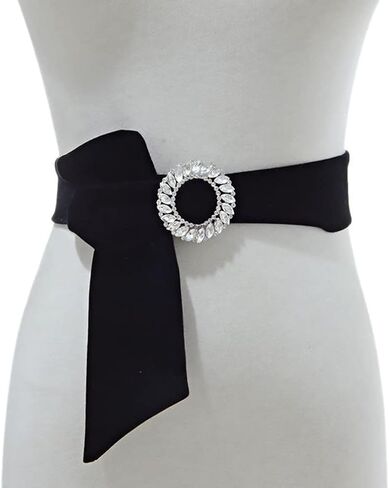 ICGSUQR Women Velvet Waist Belt Straps With Round Circle Rhinestone Buckle For Dresses Ladies Wedding Self-Tie Waistbands in Saudi Arabia