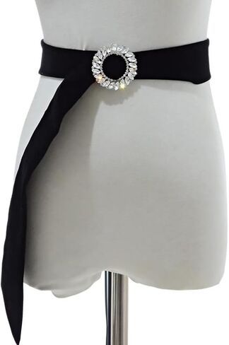 ICGSUQR Women Velvet Waist Belt Straps With Round Circle Rhinestone Buckle For Dresses Ladies Wedding Self-Tie Waistbands in Saudi Arabia
