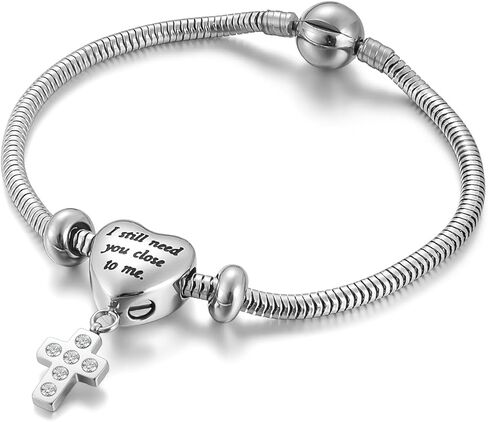 XIUDA سوار الجرة للرماد للنساء سوار حرق القلب للرماد الصليب الفولاذ المقاوم للصدأ مجوهرات حرق الجثث حامل رماد تذكاري in Kuwait