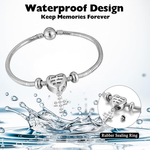 XIUDA سوار الجرة للرماد للنساء سوار حرق القلب للرماد الصليب الفولاذ المقاوم للصدأ مجوهرات حرق الجثث حامل رماد تذكاري in Kuwait