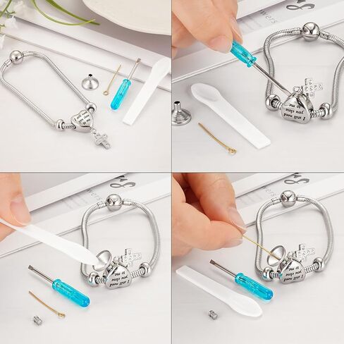 XIUDA سوار الجرة للرماد للنساء سوار حرق القلب للرماد الصليب الفولاذ المقاوم للصدأ مجوهرات حرق الجثث حامل رماد تذكاري in Kuwait