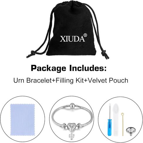 XIUDA سوار الجرة للرماد للنساء سوار حرق القلب للرماد الصليب الفولاذ المقاوم للصدأ مجوهرات حرق الجثث حامل رماد تذكاري in Kuwait