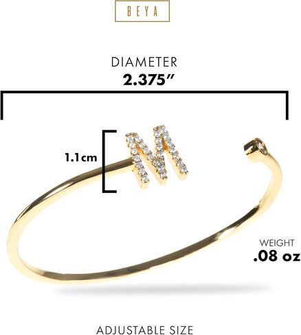 أساور beya LUX الذهبية للنساء - سوار ذهبي أولي مع سحر حرف - أساور مطلية بالذهب عيار 18 قيراط للنساء - أنيقة وأنيقة مع أحجار زركونيا مكعبة in Kuwait