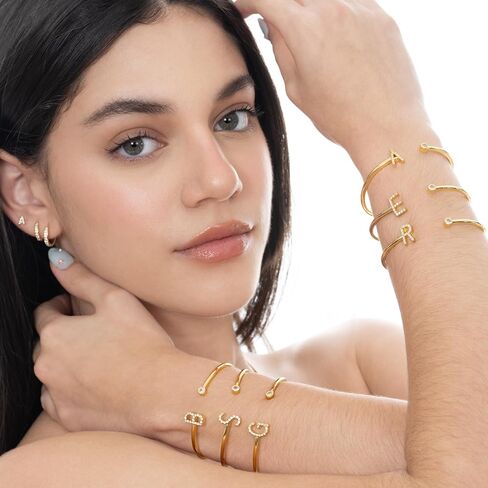 أساور beya LUX الذهبية للنساء - سوار ذهبي أولي مع سحر حرف - أساور مطلية بالذهب عيار 18 قيراط للنساء - أنيقة وأنيقة مع أحجار زركونيا مكعبة in Kuwait