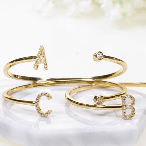 أساور beya LUX الذهبية للنساء - سوار ذهبي أولي مع سحر حرف - أساور مطلية بالذهب عيار 18 قيراط للنساء - أنيقة وأنيقة مع أحجار زركونيا مكعبة in Kuwait