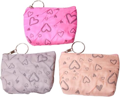 محفظة بسحاب على شكل قلب للنساء والرجال والبنات والأولاد والمراهقين والبالغين، محفظة نقود من الأعشاب الضارة مع سحاب (أزرق أرجواني بيج) in Kuwait