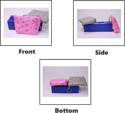 محفظة بسحاب على شكل قلب للنساء والرجال والبنات والأولاد والمراهقين والبالغين، محفظة نقود من الأعشاب الضارة مع سحاب (أزرق أرجواني بيج) in Kuwait