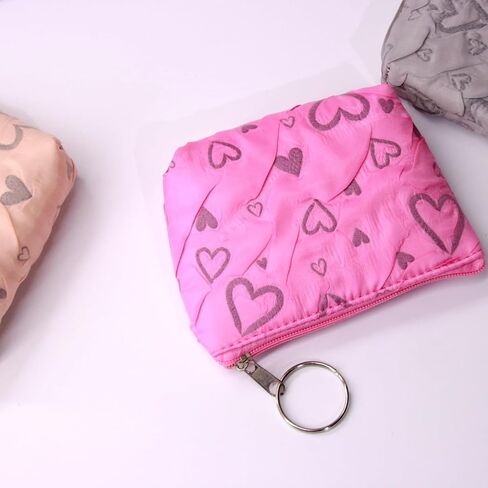 محفظة بسحاب على شكل قلب للنساء والرجال والبنات والأولاد والمراهقين والبالغين، محفظة نقود من الأعشاب الضارة مع سحاب (أزرق أرجواني بيج) in Kuwait