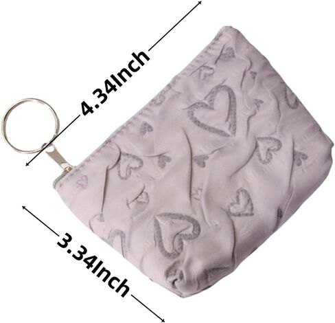 محفظة بسحاب على شكل قلب للنساء والرجال والبنات والأولاد والمراهقين والبالغين، محفظة نقود من الأعشاب الضارة مع سحاب (أزرق أرجواني بيج) in Kuwait