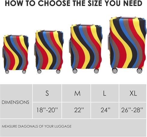 غطاء حماية لحقائب السفر من Adorila، غطاء حقيبة قابل للغسل يناسب الأمتعة مقاس 26-28 بوصة، غطاء واقٍ مرن لحقيبة السفر (XL، مموج) in Kuwait
