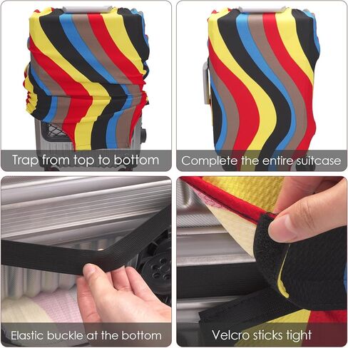 غطاء حماية لحقائب السفر من Adorila، غطاء حقيبة قابل للغسل يناسب الأمتعة مقاس 26-28 بوصة، غطاء واقٍ مرن لحقيبة السفر (XL، مموج) in Kuwait