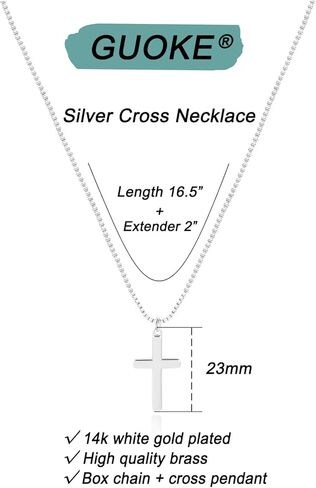 GUOKE Cross Necklace for Women, Gold Cross Necklace 14K Gold Plated Dainty Necklace Simple Jewelry for Women in Kuwait