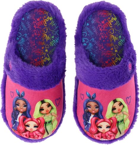 Rainbow High Girl's Slippers, Scuff Two-Tone House Shoe, Purple, Little Kid 8/9 to Big Kid 1/2 in Saudi Arabia
