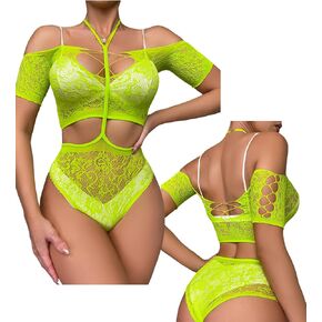 SEXYTINE المرأة شبكة صيد السمك الملابس الداخلية مجموعة حجم واحد المرأة شبكة الملابس الداخلية شبكة صيد السمك المرأة شبكة صيد السمك Bodystocking شبكة الملابس الداخلية قطعتين حمالة الصدر واللباس الداخلي مجموعات (العشب الأخضر) in Saudi Arabia