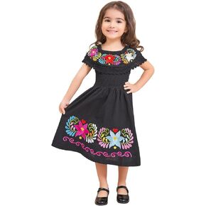 Mexican Dress for Girls Traditional Vestidos Mexicanos Cinco de Mayo Embroidered Dresser Toddler Kids in Kuwait