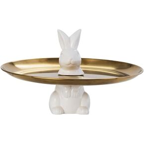 تمثال أرنب عيد الفصح ذو الزينة الذهبية اللطيفة، تمثال صغير للإكسسوارات، عرض البوتيكات، المفاتيح، المجوهرات، حامل الحلي، ديكور المنزل (الأرنب المستلقي) in Kuwait