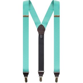 Jacob Alexander Men's Grosgrain Ribbon Leather Clip Y-back Suspenders Braces in Kuwait