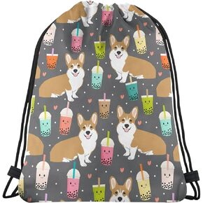 baifumen كورجي فقاعة الشاي بوبا الشاي النسيج لطيف kawaii كورجيس نمط طباعة الرباط على ظهره، كيس سلسلة حقيبة السرج مقاومة للماء النايلون حقيبة الشاطئ لصالة الألعاب الرياضية التسوق الرياضة اليوغا in Kuwait