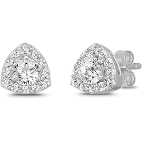 10k Gold or Silver Diamond Halo Stud Earrings (1/3 cttw, I-J Color, I2-I3 Clarity)