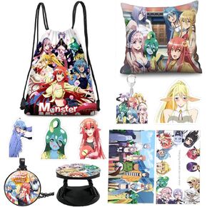 Findmo MONSTER MUSUME EVERYDAY LIFE WITH MONSTER GIRLS Gift Set, Drawstring Bag Backpack Button Pin Bracelet Card Stickers Pillow Case for Fans in Saudi Arabia
