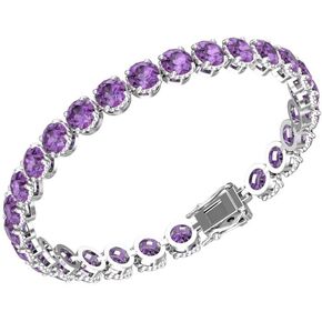 Belinda Jewelz Women's 925 Sterling Silver 10 Ct. 7" Gemstone Bracelet Tennis Circle Rhodium Plated Sparkling Solitaire Round Prong Setting Jewelry Gift For Wedding Christmas