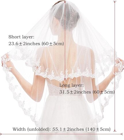 طرحة زفاف من Acenail لحفلات الزفاف من الدانتيل الأبيض قصير وحجاب الزفاف من طبقتين بطول إصبع توديع العزوبية للسيدات وشاح بسيط من التول مع مشط لحفلات الدجاجة العروس، أبيض، مقاس واحد, أبيض, One Size in Kuwait
