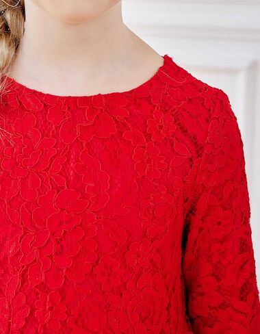 فستان SMILING PINKER للفتيات بأكمام طويلة من الدانتيل، فستان رسمي لفتاة الزهور لحفلات الزفاف والمناسبات الرسمية in Kuwait