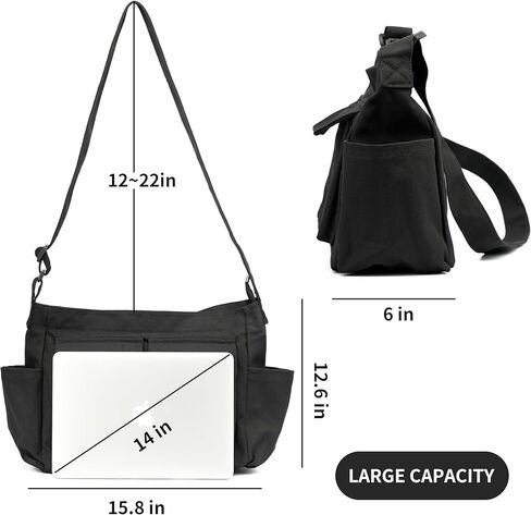 حقيبة كتف من القماش من TOPASION، حقيبة كتف كبيرة عبر الجسم، حقيبة جانبية للنساء والرجال in Kuwait