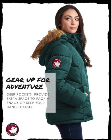 معطف شتوي للنساء من CANADA WEATHER GEAR - سترة تزلج معزولة ثقيلة الوزن - ملابس خارجية سترة ثلجية (S-XL) in Kuwait