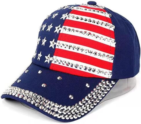 Natalie Mills Bling Patriotic Hat Bling Baseball Hat! Baseball Cap! Women's Baseball Hat! Rhinestone Hat! in Saudi Arabia
