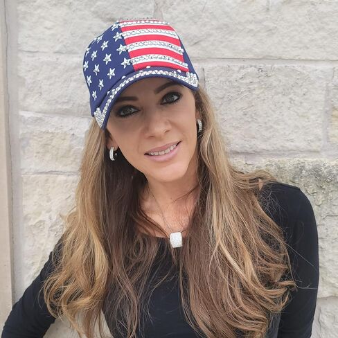 Natalie Mills Bling Patriotic Hat Bling Baseball Hat! Baseball Cap! Women's Baseball Hat! Rhinestone Hat! in Saudi Arabia