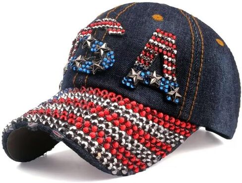 Natalie Mills Bling Patriotic Hat Bling Baseball Hat! Baseball Cap! Women's Baseball Hat! Rhinestone Hat! in Saudi Arabia