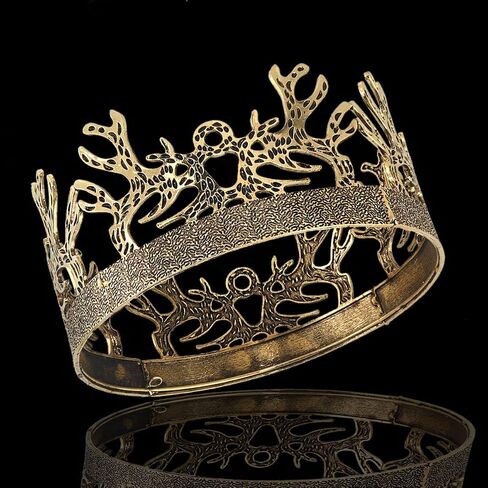 فستان فاخر من LEEMASING Crown Antlers من العصور الوسطى للملك، إكسسوار زي الهالوين للتصوير الفوتوغرافي لحفلات أعياد الميلاد in Kuwait