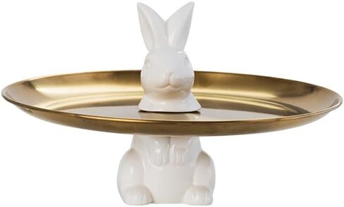 تمثال أرنب عيد الفصح ذو الزينة الذهبية اللطيفة، تمثال صغير للإكسسوارات، عرض البوتيكات، المفاتيح، المجوهرات، حامل الحلي، ديكور المنزل (الأرنب المستلقي) in Kuwait