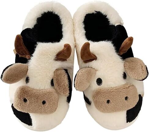Cow Slipper for Girls and Boys, Toddler Kids Cute Soft Plush Warm Cozy Animal Home House Slippers, Indoor Outdoor Cozy Trendy Slip-On Slipper in Kuwait