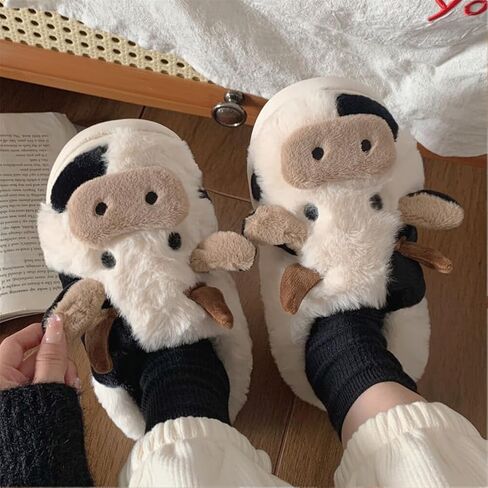 Cow Slipper for Girls and Boys, Toddler Kids Cute Soft Plush Warm Cozy Animal Home House Slippers, Indoor Outdoor Cozy Trendy Slip-On Slipper in Kuwait