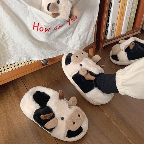 Cow Slipper for Girls and Boys, Toddler Kids Cute Soft Plush Warm Cozy Animal Home House Slippers, Indoor Outdoor Cozy Trendy Slip-On Slipper in Kuwait