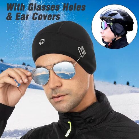 قبعة ROTTO Skull Cap خوذة بطانة حرارية مع أغطية للأذن وفتحات للنظارات للرجال والنساء in Kuwait